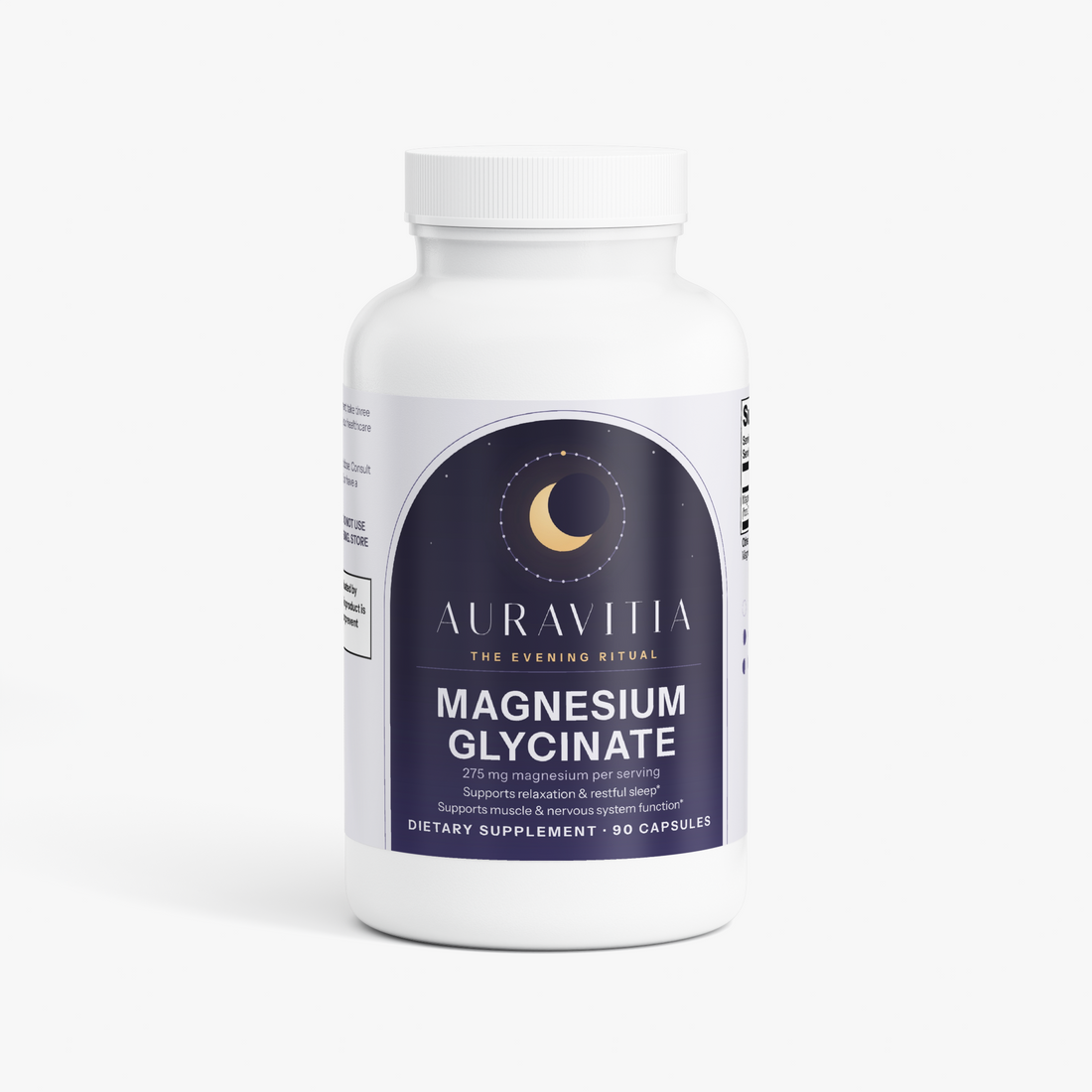 Auravitia Magnesium Glycinate bottle, 90 capsules