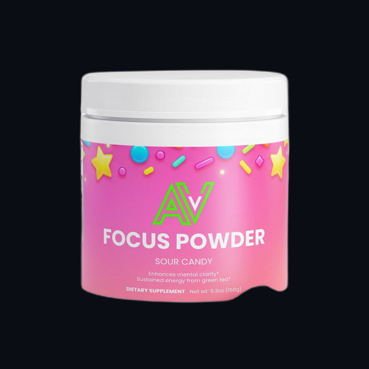 Focus Powder (Sour Candy) — product photo on dark background
